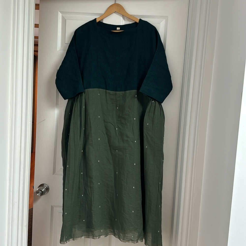 Runaway bicycle dress. Oversized fit, flowy. slip and pockets! Silk and modal.